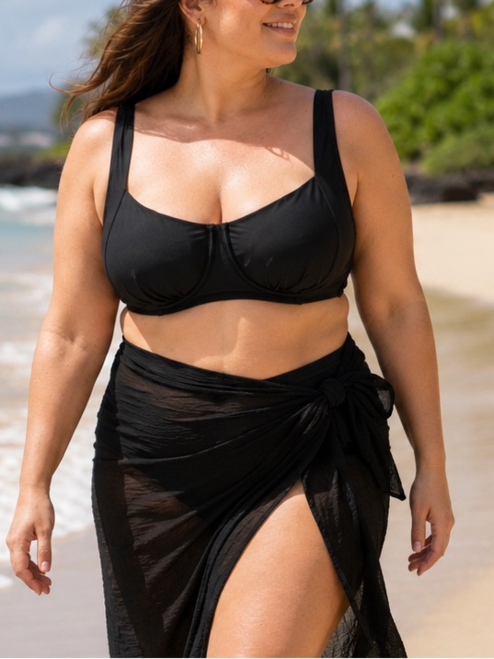 Shade & Shore Plus Size 24 Black Underwire Balconette Bikini Top NWT